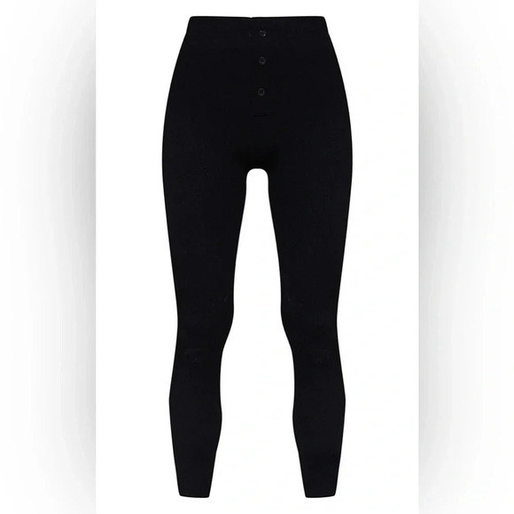 Basic Black Structured Snatched Rib Button Front Legging XS - Picture 5 of 6